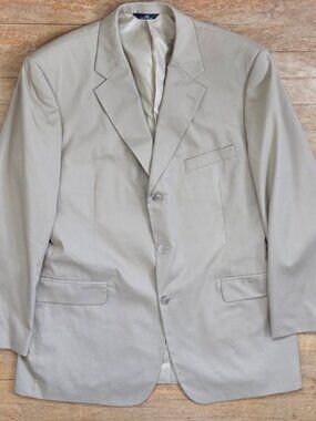 Brooks Brothers Blazer SIze 46L NEW Khaki Cotton Blend Spot Coat Suit Jacket